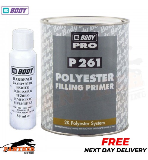 HB BODY P261 POLYESTER SPRAY FILLER PRIMER WITH HARDENER 1LTR (FAST DISPATCH